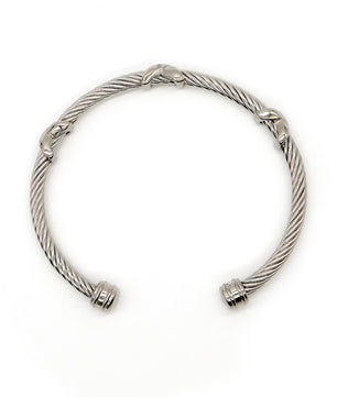 ROMALI Stainless Steel Twisted Cable Cuff Bracelets with Knot Accents - Available in Silver and Two-Tone Gold - ROMALI