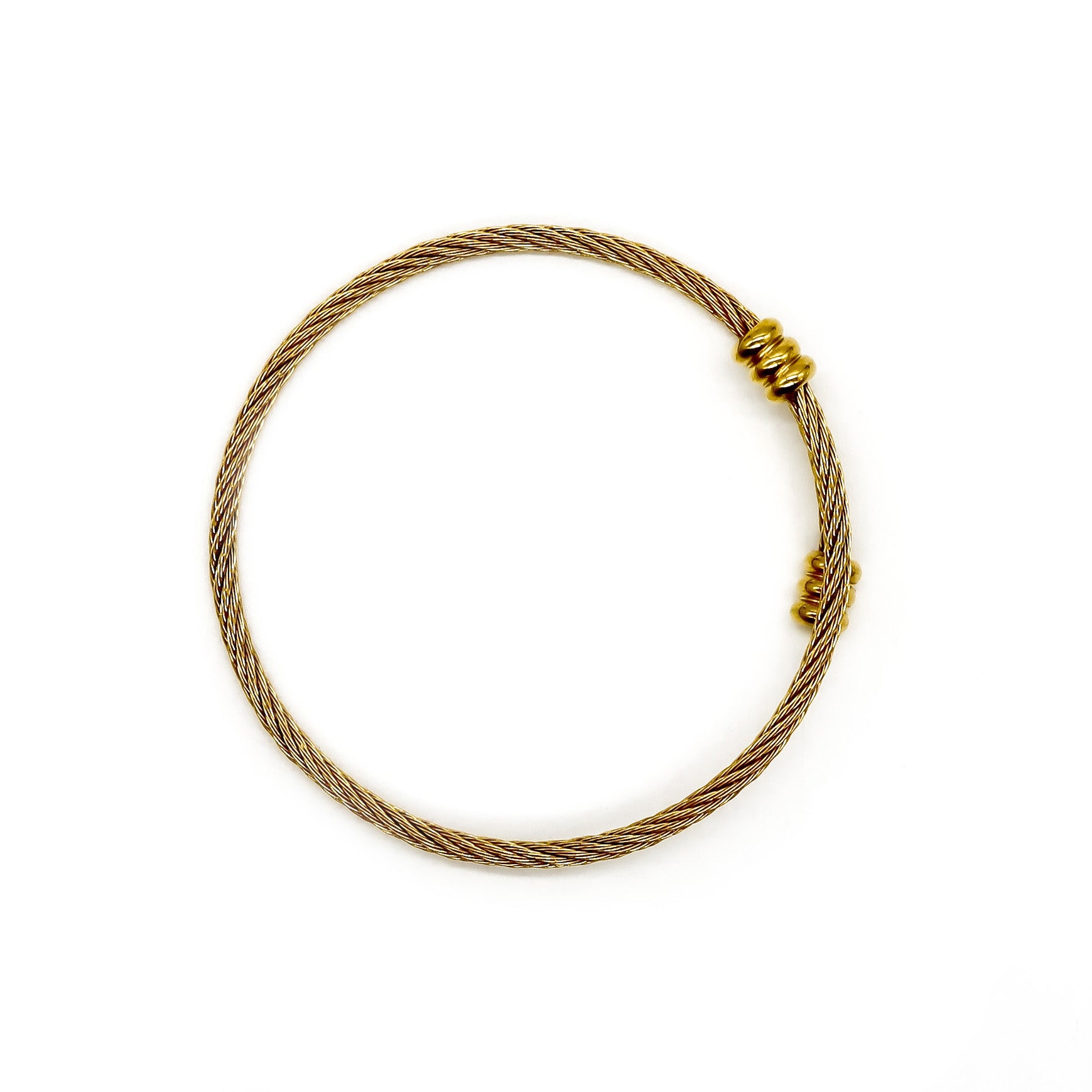 ROMALI Two-Tone 18K Gold-Plated Twisted Cable Bracelet with Beaded Accents