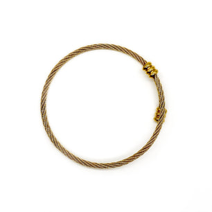 ROMALI Two-Tone 18K Gold-Plated Twisted Cable Bracelet with Beaded Accents