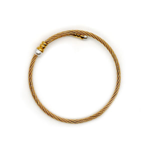 ROMALI Two-Tone 18K Gold-Plated Twisted Cable Bracelet with Pearl Accents