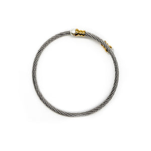 ROMALI Stainless Steel Twisted Cable Bracelet with 18K Gold-Plated Pearl Accents