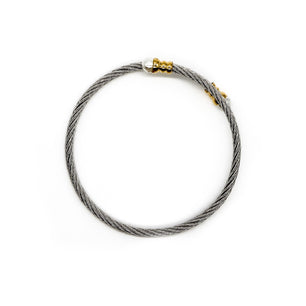 ROMALI Stainless Steel Twisted Cable Bracelet with 18K Gold-Plated Pearl Accents