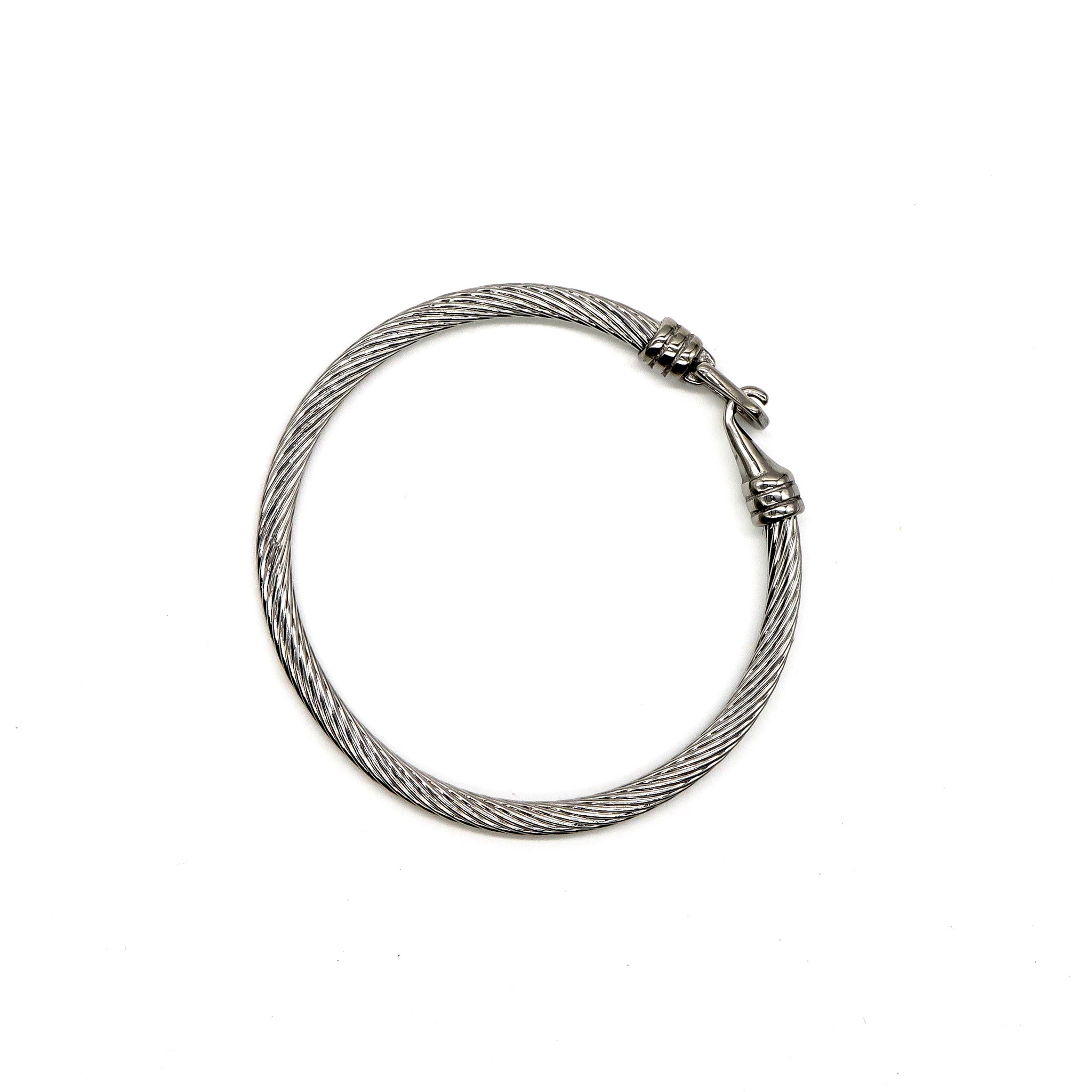 ROMALI Stainless Steel Twisted Cable Bracelet with Hook Clasp