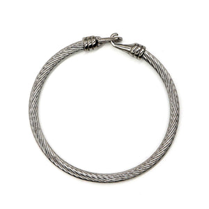 ROMALI Stainless Steel Twisted Cable Bracelet with Hook Clasp