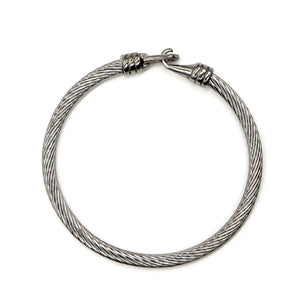 ROMALI Stainless Steel Twisted Cable Bracelet with Hook Clasp