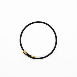 ROMALI Black Twisted Cable Bracelet with 18K Gold-Plated Beaded Accents