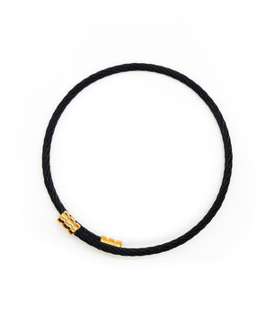 ROMALI Black Twisted Cable Bracelet with 18K Gold-Plated Beaded Accents - ROMALI