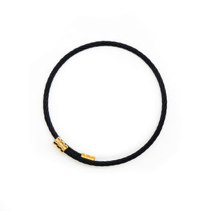 ROMALI Black Twisted Cable Bracelet with 18K Gold-Plated Beaded Accents