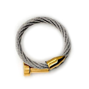 ROMALI Two-Tone Stainless Steel and Leather Twisted Cable Ring - Available in Silver and Black