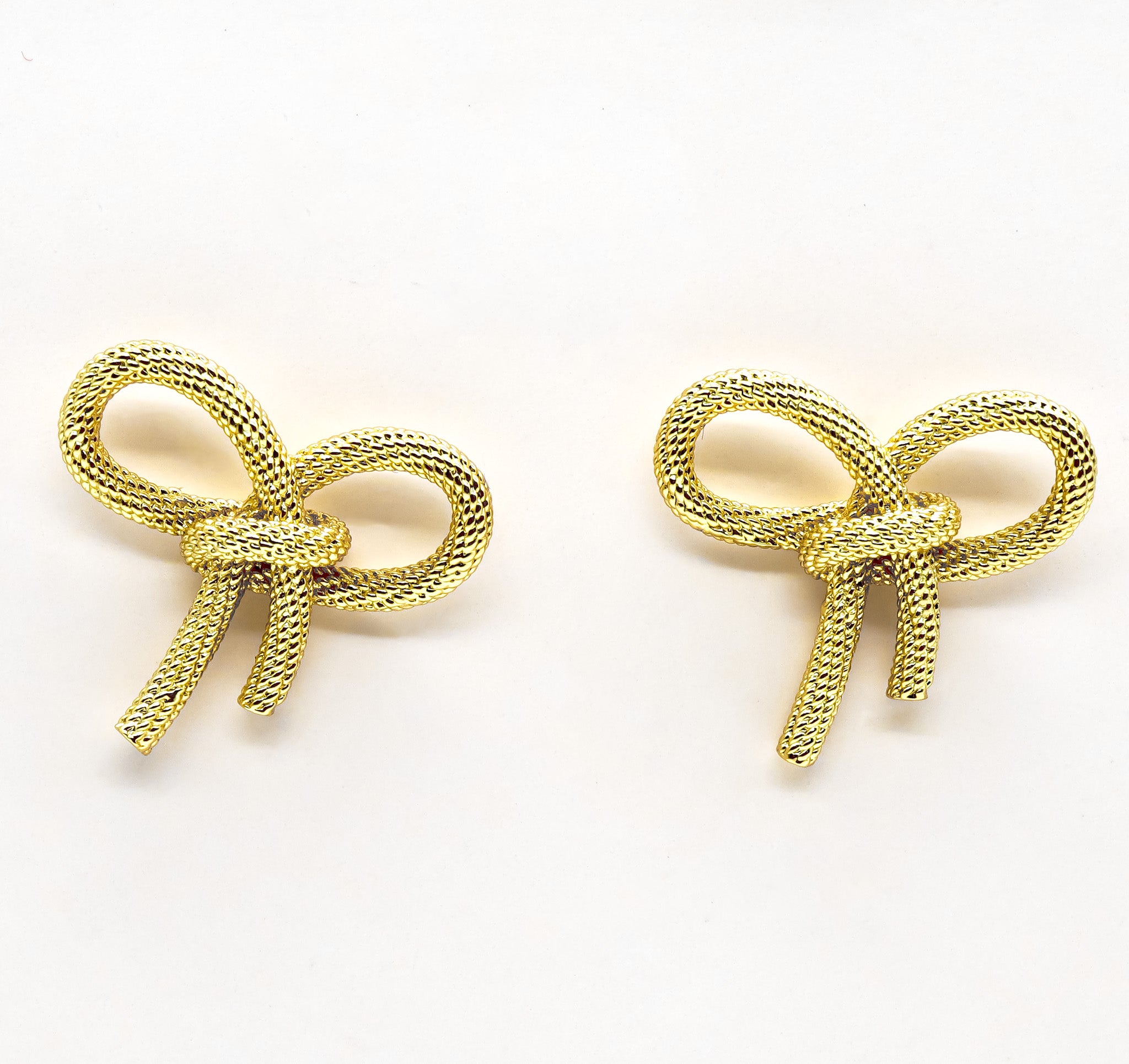 ROMALI 18K Gold-Plated Rope Bow Stud Earrings