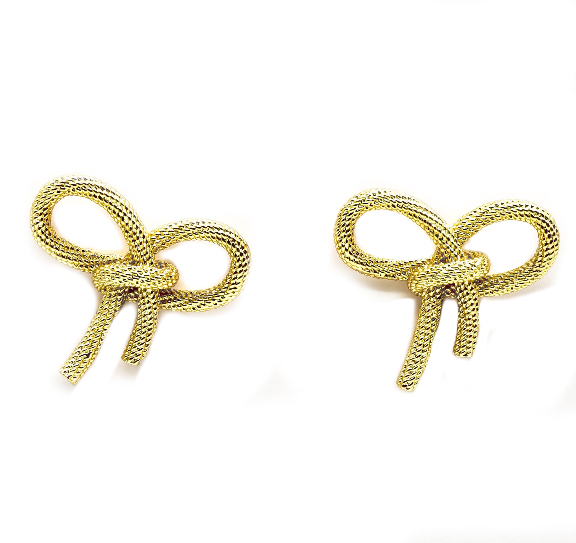 ROMALI 18K Gold-Plated Rope Bow Stud Earrings