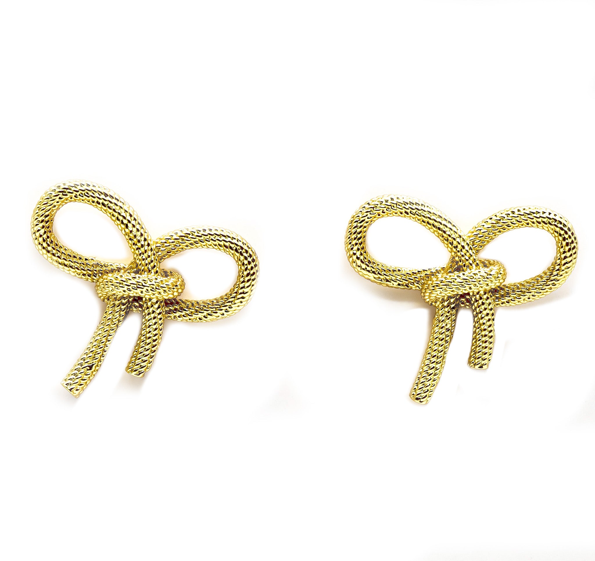 ROMALI 18K Gold-Plated Rope Bow Stud Earrings