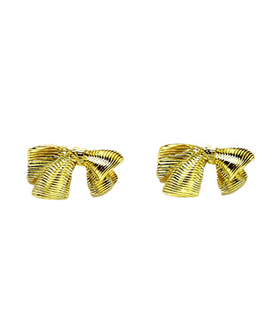 ROMALI 18K Gold-Plated Textured Bow Stud Earrings - ROMALI