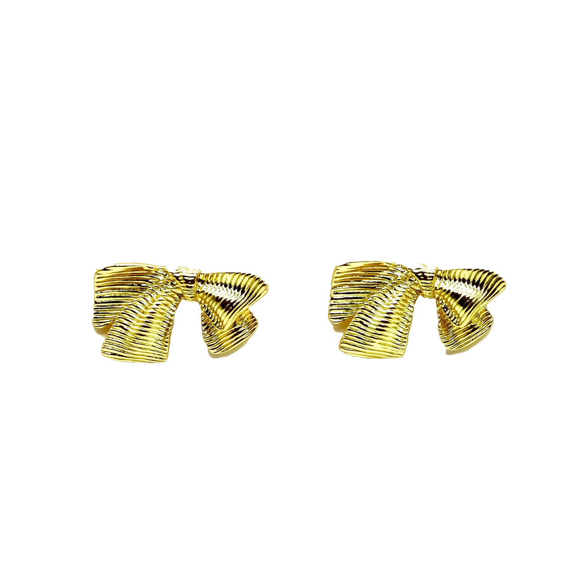 ROMALI 18K Gold-Plated Textured Bow Stud Earrings