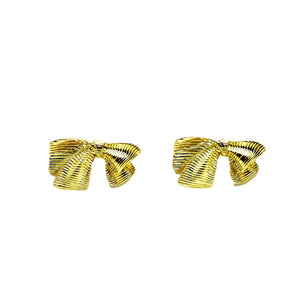 ROMALI 18K Gold-Plated Textured Bow Stud Earrings