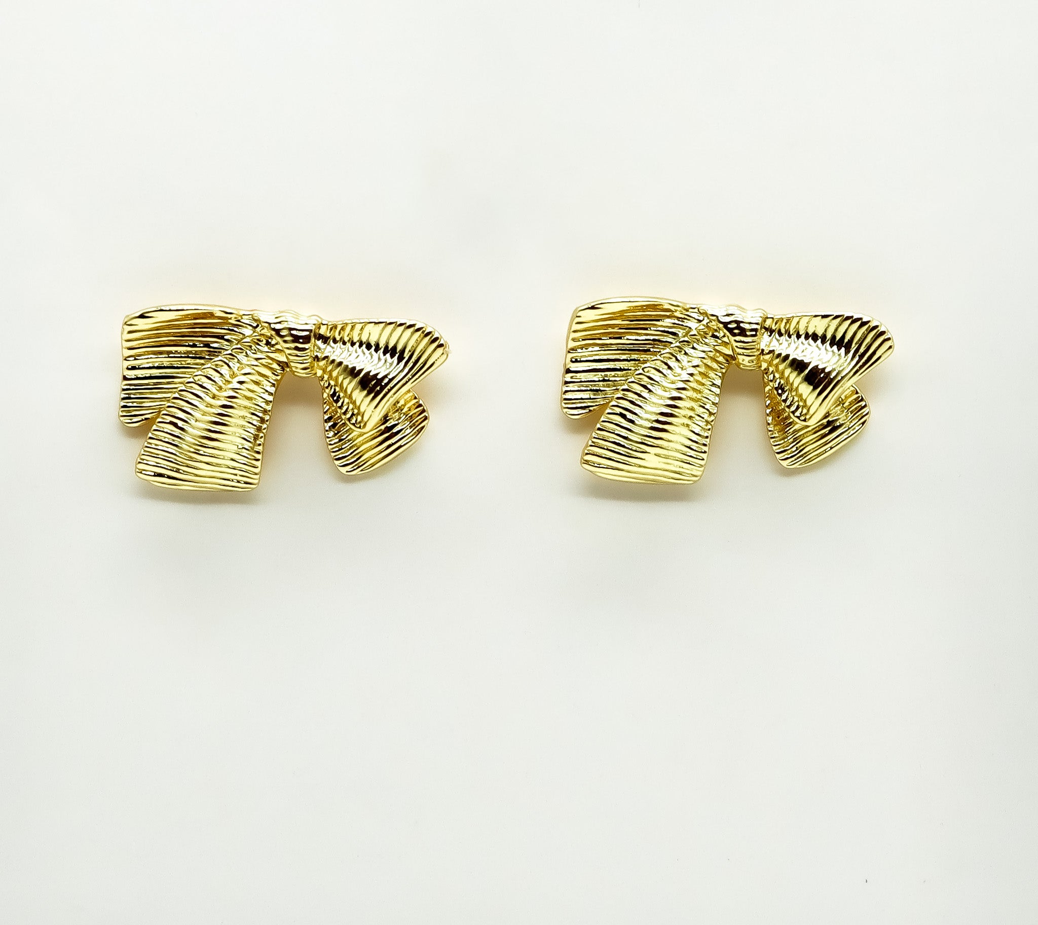 ROMALI 18K Gold-Plated Textured Bow Stud Earrings