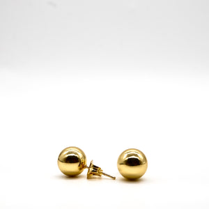 ROMALI 18K Gold-Plated Ball Stud Earrings – Small, Medium, and Large Sizes for Elegant Style