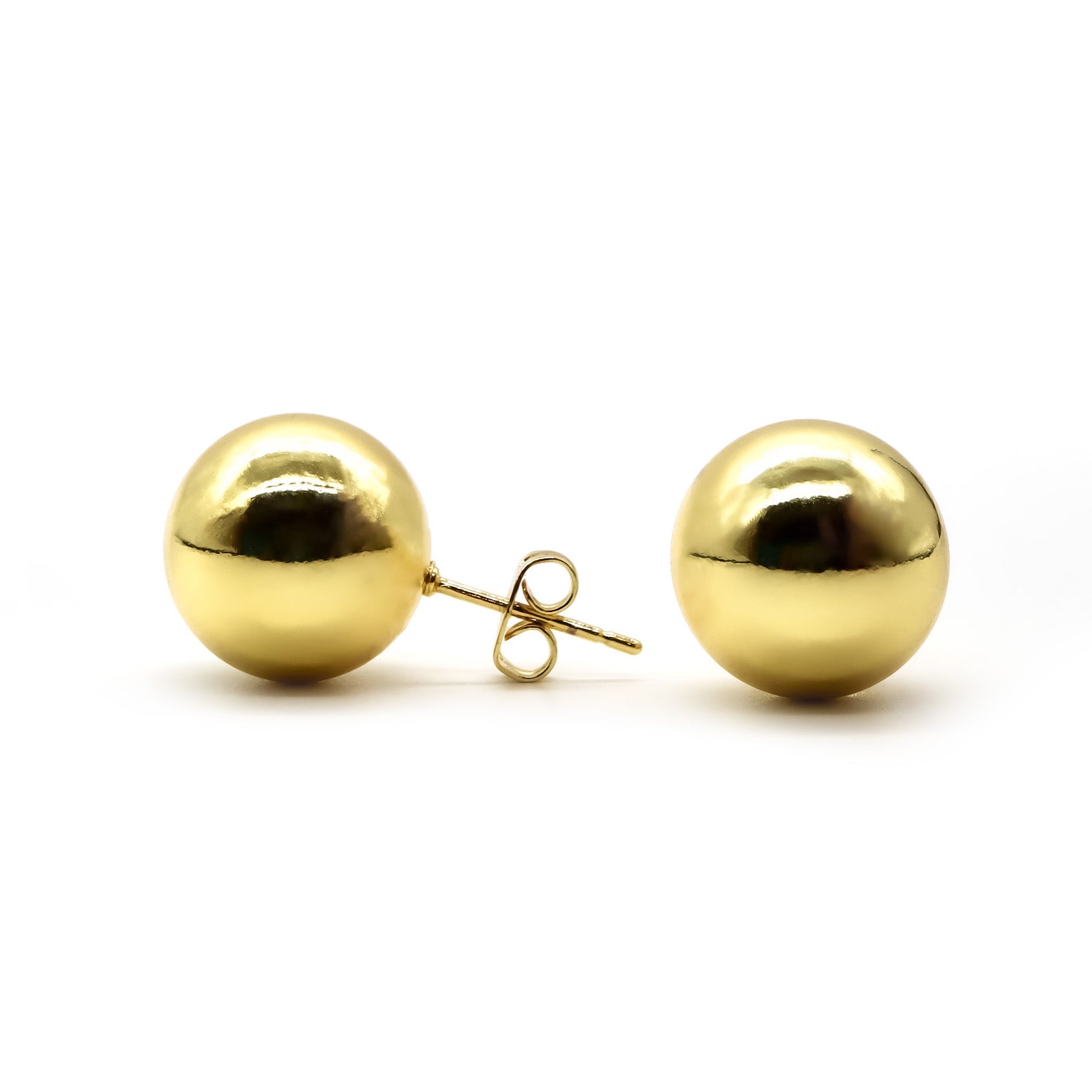 ROMALI 18K Gold-Plated Ball Stud Earrings – Small, Medium, and Large Sizes for Elegant Style