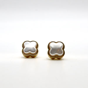 ROMALI 18K Gold-Plated Clover Pearl Stud Earrings