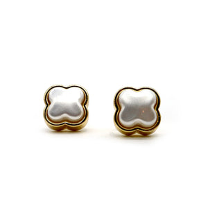 ROMALI 18K Gold-Plated Clover Pearl Stud Earrings