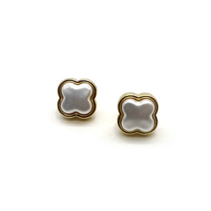 ROMALI 18K Gold-Plated Clover Pearl Stud Earrings