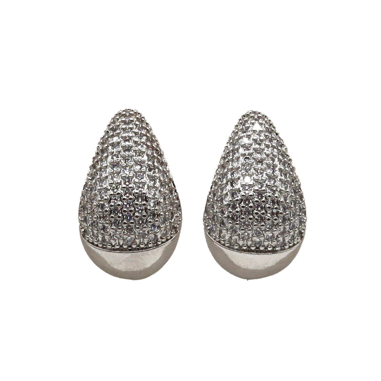 ROMALI Silver Teardrop Stud Earrings with Crystal Detailing