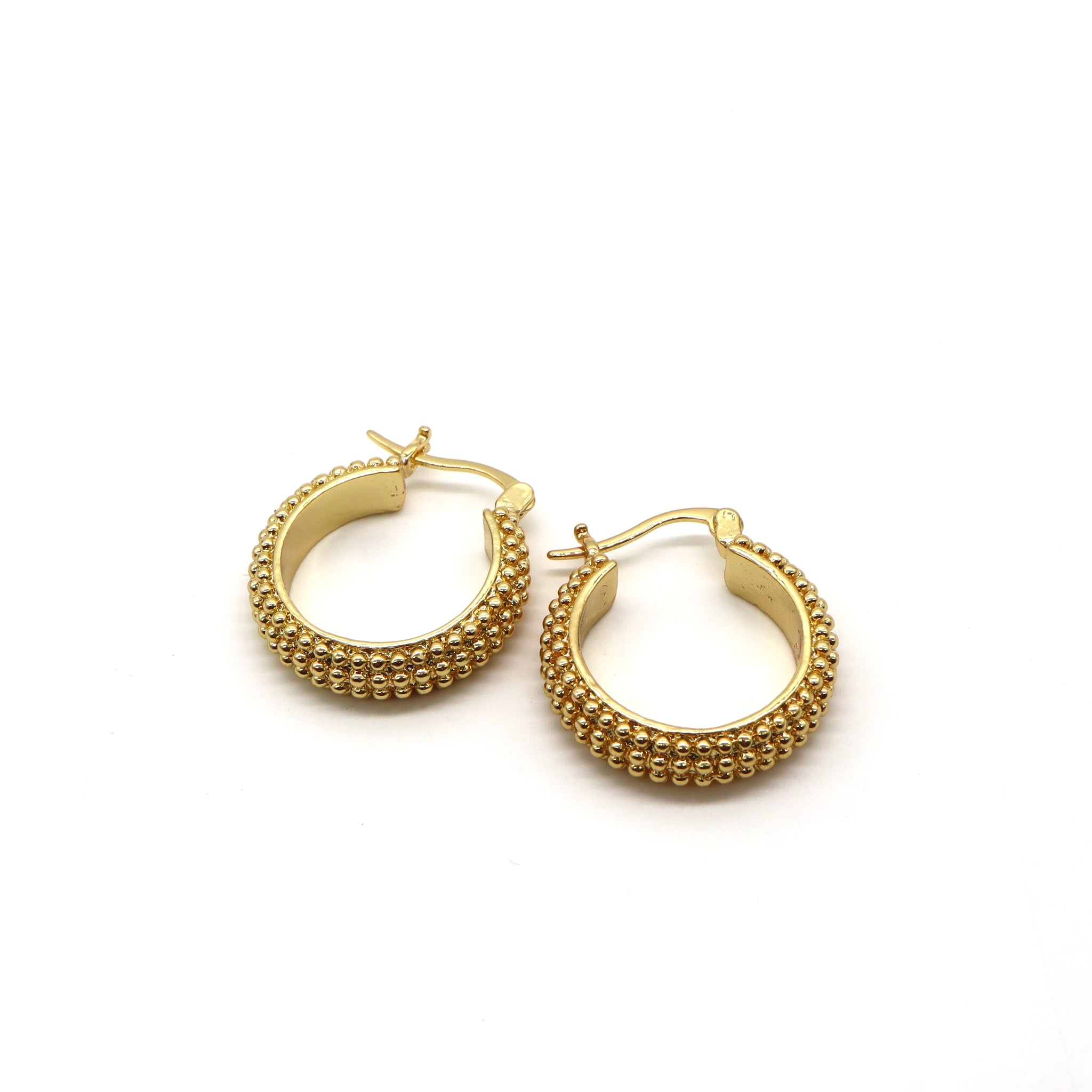 ROMALI 18k Gold-Plated Beaded Hoop Earrings