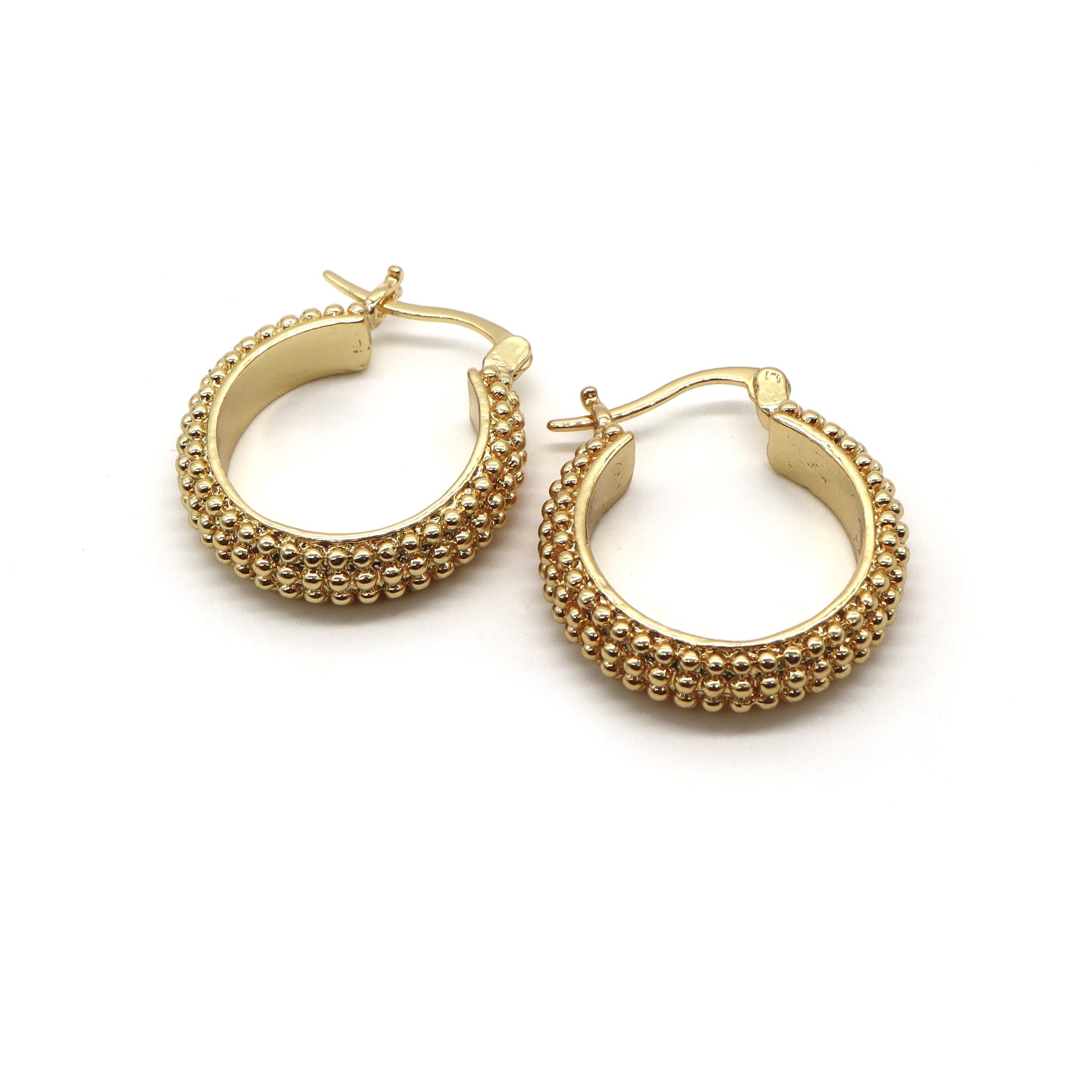 ROMALI 18k Gold-Plated Beaded Hoop Earrings