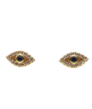 ROMALI 18k Gold-Plated Evil Eye Stud Earrings with Blue Center - ROMALI