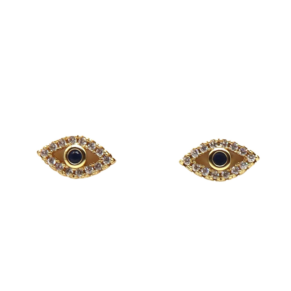 ROMALI 18k Gold-Plated Evil Eye Stud Earrings with Blue Center - ROMALI