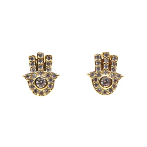 ROMALI 18K Gold-Plated Hamsa Stud Earrings with Crystals