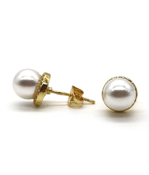 ROMALI 18K Gold-Plated Pearl Stud Earrings - ROMALI
