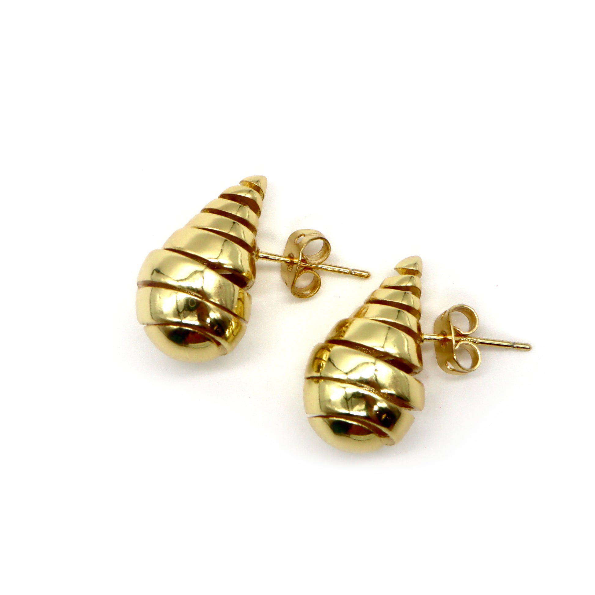 ROMALI 18K Gold-Plated Spiral Shell Stud Earrings - ROMALI