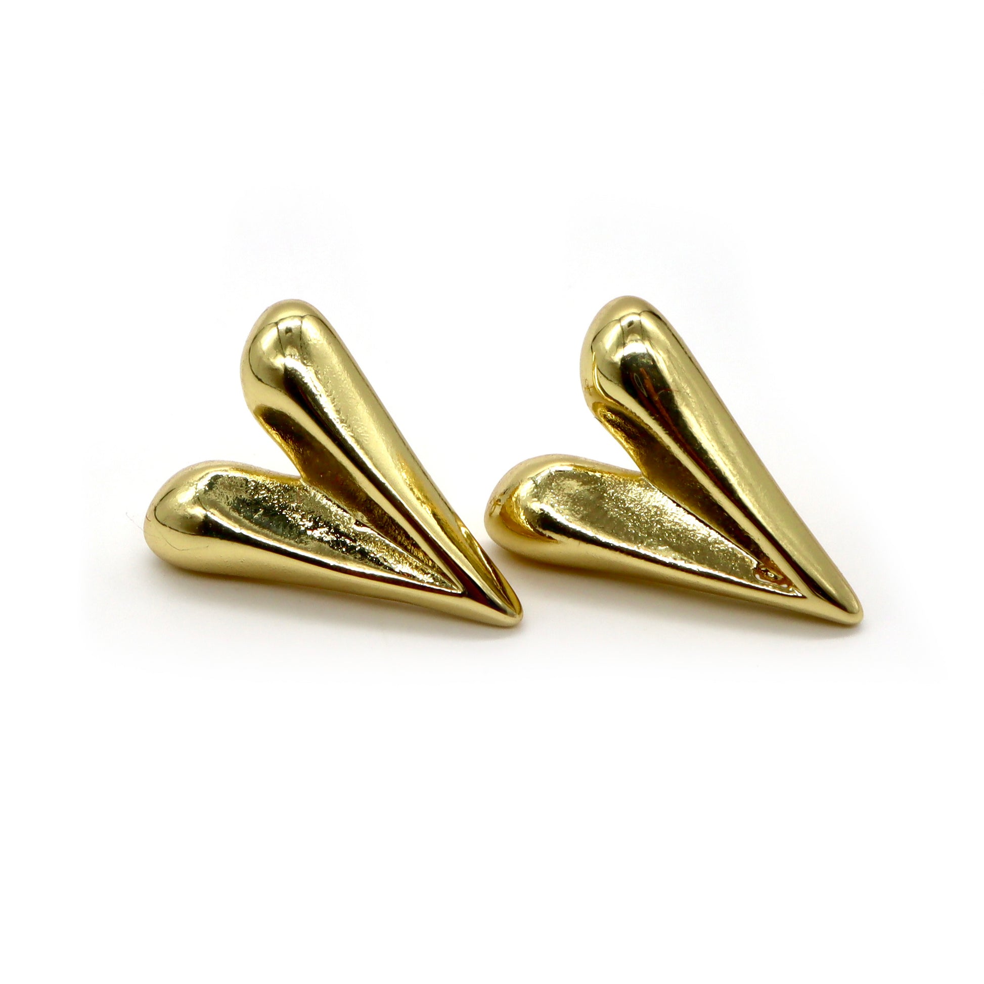 ROMALI 18K Gold-Plated Heart Drop Stud Earrings - ROMALI