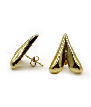 ROMALI 18K Gold-Plated Heart Drop Stud Earrings - ROMALI