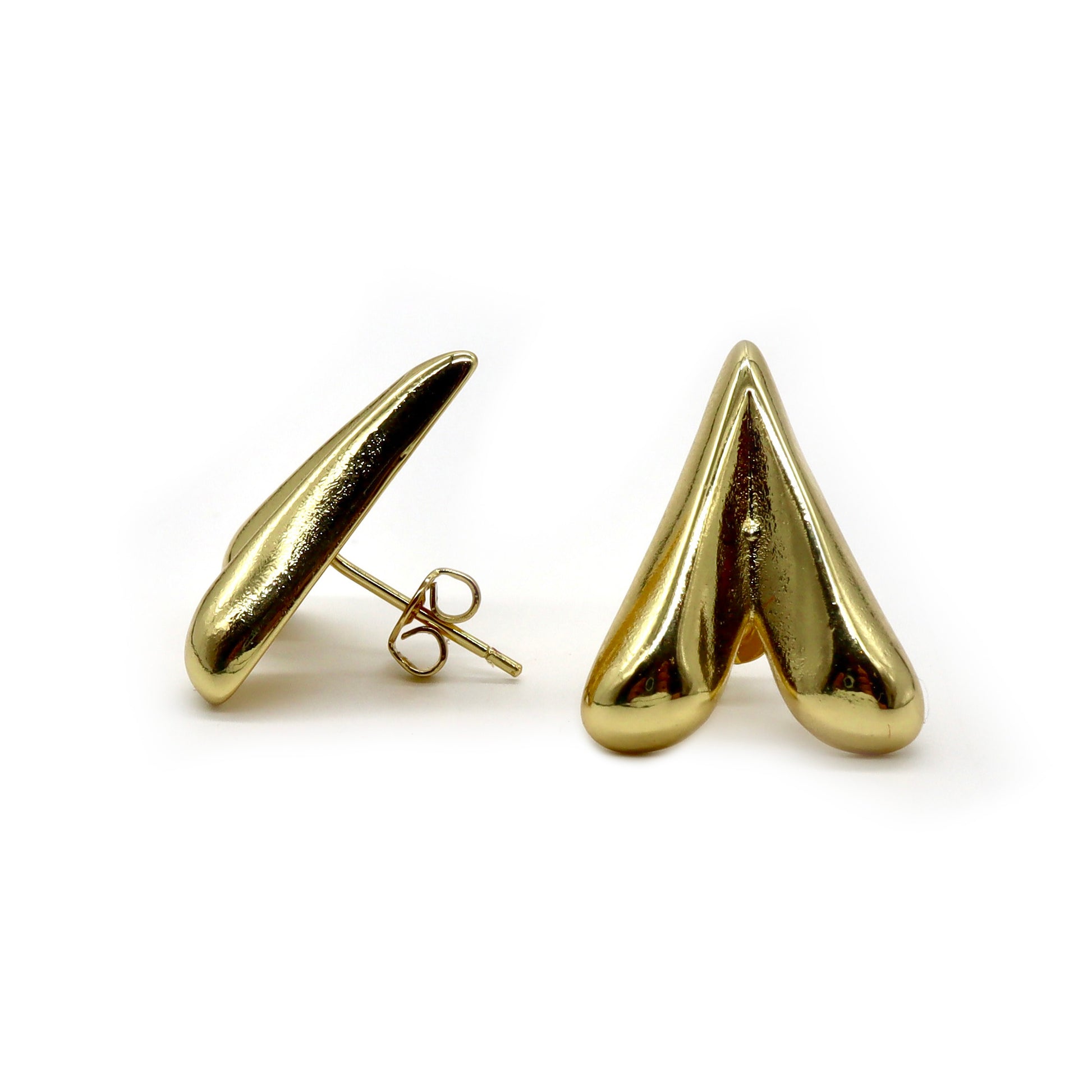 ROMALI 18K Gold-Plated Heart Drop Stud Earrings - ROMALI