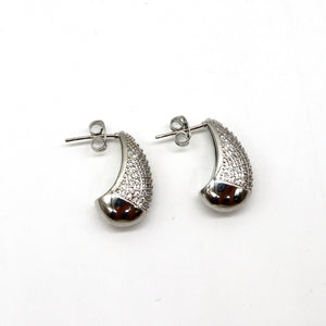 ROMALI Stainless Steel Teardrop Pave Stud Earrings