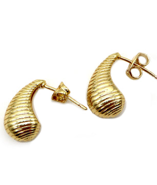 ROMALI 18K Gold-Plated Textured Teardrop Stud Earrings - ROMALI
