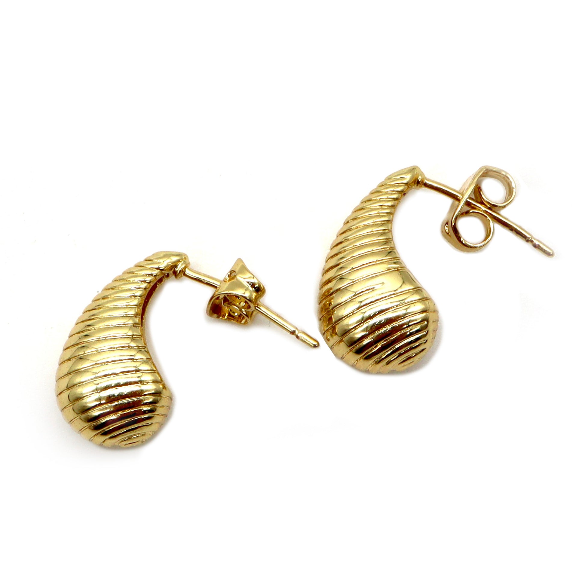 ROMALI 18K Gold-Plated Textured Teardrop Stud Earrings