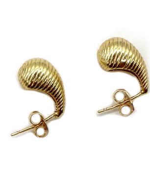 ROMALI 18K Gold-Plated Textured Teardrop Stud Earrings - ROMALI