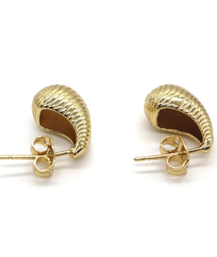 ROMALI 18K Gold-Plated Textured Teardrop Stud Earrings - ROMALI