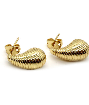 ROMALI 18K Gold-Plated Textured Teardrop Stud Earrings - ROMALI