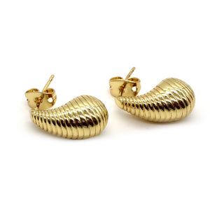 ROMALI 18K Gold-Plated Textured Teardrop Stud Earrings