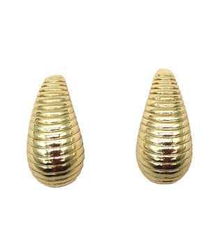 ROMALI 18K Gold-Plated Textured Teardrop Stud Earrings - ROMALI