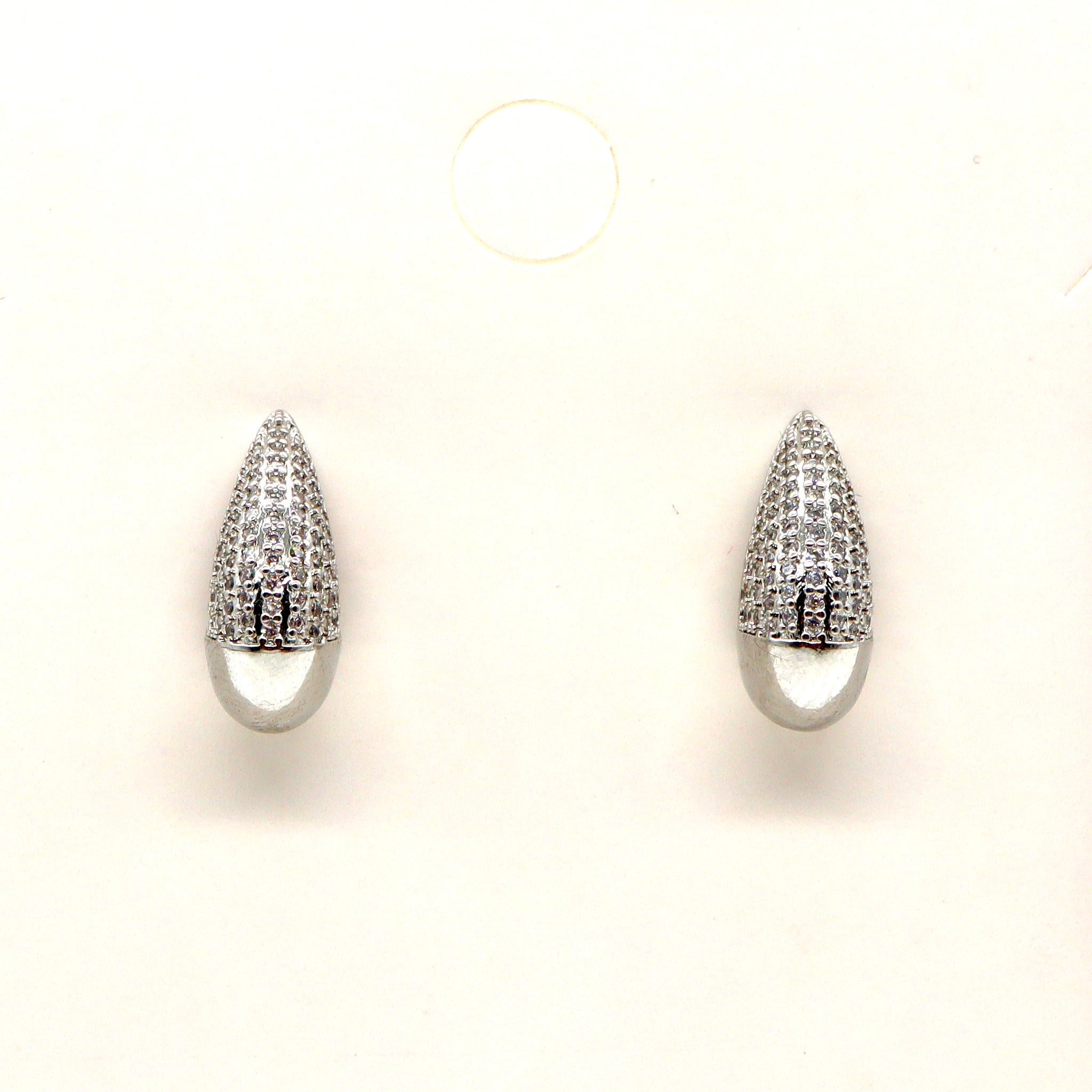 ROMALI Stainless Steel Teardrop Pave Stud Earrings