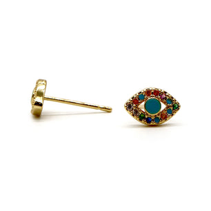 ROMALI 18K Gold-Plated Evil Eye Stud Earrings