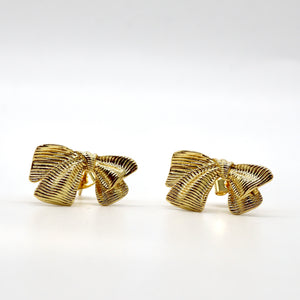 ROMALI 18K Gold-Plated Textured Bow Stud Earrings