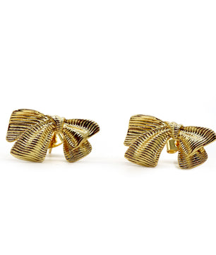 ROMALI 18K Gold-Plated Textured Bow Stud Earrings - ROMALI