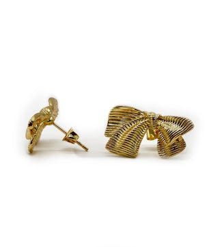 ROMALI 18K Gold-Plated Textured Bow Stud Earrings - ROMALI