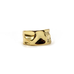 ROMALI 18K Gold-Plated Adjustable Rippled Band Ring